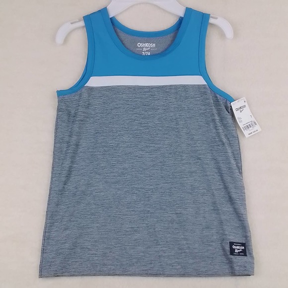 OshKosh Activewear Tank Boy's Size 4T w/ Blue Gray Color Block Design - Picture 1 of 9